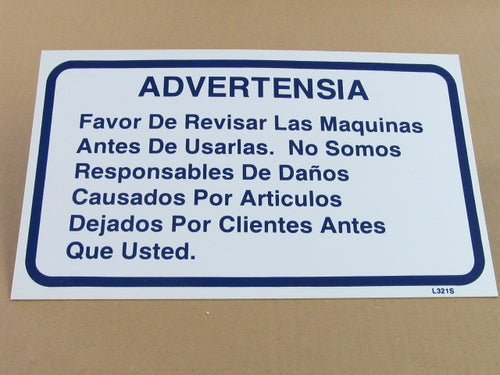 NOTICE?PLEASE CHECK WASHERS & DRYERS (SPANISH) 10x16