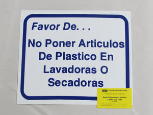DO NOT PUT RUBBER OR PLASTIC (SPANISH) 10x12