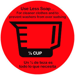 HI-EFFICIENCY WASHER SOAP DECAL 1/4 CUP 20PK